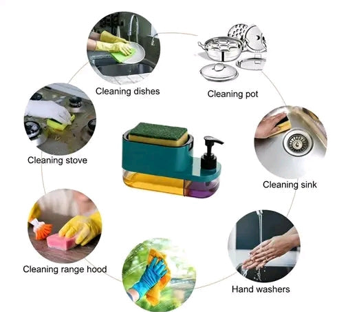 2-in-1 Soap Dispenser & Sponge Holder – Countertop Sink Organizer with Pump