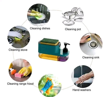 2-in-1 Soap Dispenser & Sponge Holder – Countertop Sink Organizer with Pump