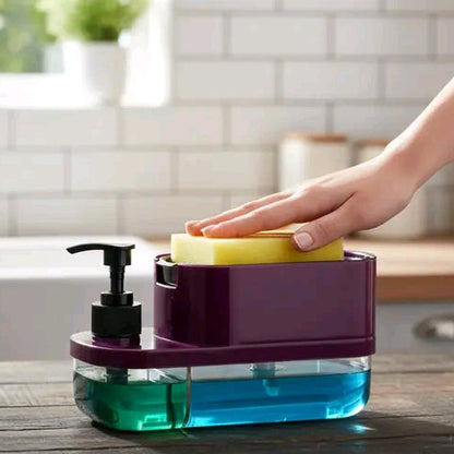 2-in-1 Soap Dispenser & Sponge Holder – Countertop Sink Organizer with Pump