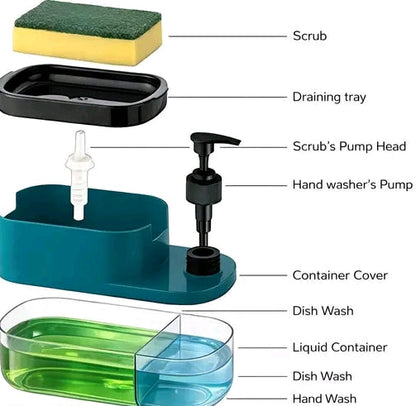 2-in-1 Soap Dispenser & Sponge Holder – Countertop Sink Organizer with Pump